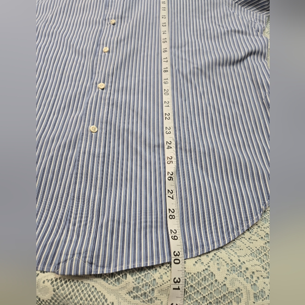 Ralph Lauren Blue and White Striped Dress Shirt Classic Fit Size XL 100% Cotton - Picture 7 of 13
